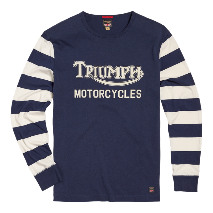 Ignition Coil Stripe Long Sleeve T shirt in Indigo Triumph Heritage